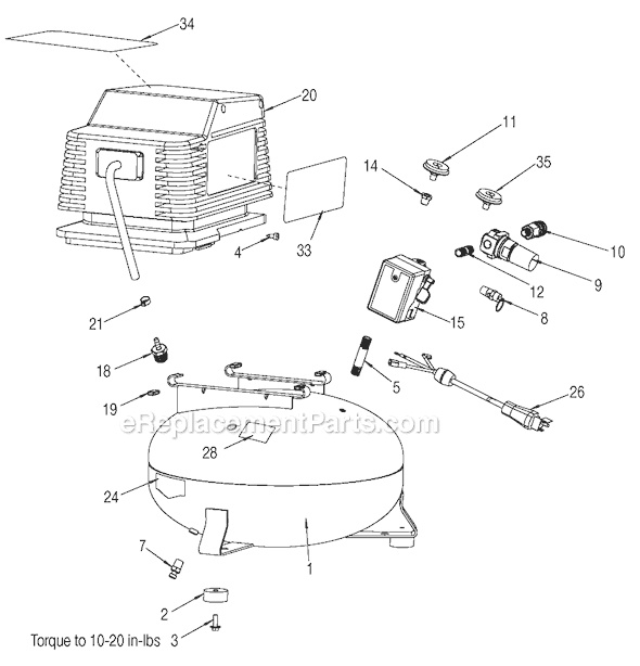 Page A Diagram and Parts List for 919-16538 Type 1 Black and Decker Compressor